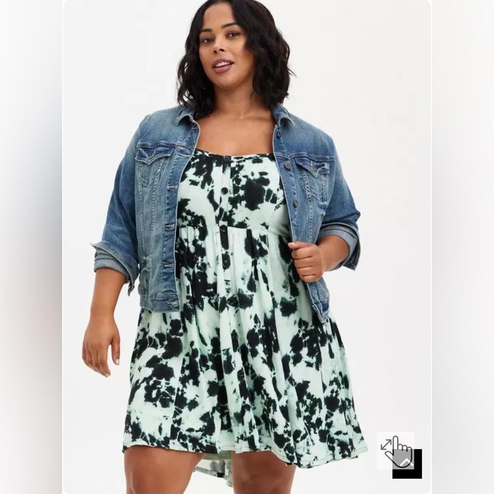 Torrid sweetheart green & black tie dye skater dress size 0 EUC! - Picture 2 of 12